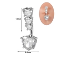 14G silver stainless steel belly button ring with heart-shaped clear cubic zirconia - Heart White Zircon