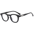 Classic black round sunglasses frame with silver stripe accents on the temples - Black Frame Clear Lens