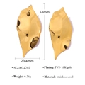 Detaillierte Maße der goldenen Blattohrringe aus PVD 18K vergoldetem Edelstahl - Blattform-Stil (SE23072705) / Gold