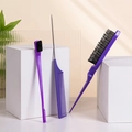 Set professionale viola da 3 pezzi per tinta capelli con pennelli e pettine a coda - Set da 3 pezzi / Viola