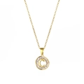 Collana in acciaio inossidabile placcato oro 18K con ciondolo lettera C e zirconi - Lettera C