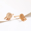 Rose gold dreamcatcher earrings with zircon stone and leaf shaped metal pendants - Dreamcatcher Leaf Drop / Rose Gold