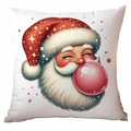 Square Santa Claus pillow case with cartoon illustration of Santa blowing bubbles - Style 5 / 18*18in/No Insert