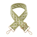 Tracolla larga intrecciata stile etnico verde e bianco con fibbie in metallo dorato - Beige Verde Bianco