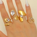 Irregular water drop 18K gold plated stainless steel rings set with zircon stones - Design Rings Set of 4 Combination 23