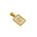 Gold plated stainless steel necklace with Cancer zodiac white shell square pendant - Cancer