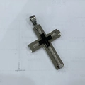 Collier croix pour homme en acier inoxydable argenté avec insert noir et fils torsadés - Pendentif Seul (Sans Chaîne) / Pendentif Noir & Argent Uniquement