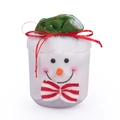 Christmas snowman plush gift bag with carrot nose and red ribbon drawstring for candies - Snowman