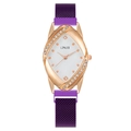 Mode Damen Quarzuhr in Roségold mit lila magnetischem Mailänder Armband aus Netz - Lila