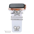 Silver butterfly metal charms set with rhinestones for white Apple Watch silicone band - Butterfly Beaded Style (5572578809387) / Black Sponge Packaging / No.31 Silver