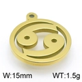 Golden stainless steel Cancer zodiac charm, 15mm round cutout pendant for DIY jewelry - Gold Cancer