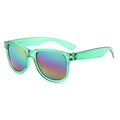 Classic green transparent kids sunglasses with vibrant rainbow mirrored lenses and rice nail detail - Transparent Green/Colorful Mirror
