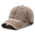 Gorra de béisbol clásica de algodón lavado en caqui vintage con visera curvada - café