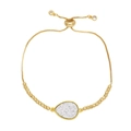 18K gold plated bolo bracelet with druzy teardrop charm and adjustable box chain - Silver