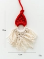 Handgefertigter rot-weißer Makramee-Wichtel für den Weihnachtsbaum, Größe 19x12cm - Weihnachtsmann/Gnom