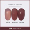 Vernis à ongles gel nude translucide 06# montrant l'effet de 1, 2 et 3 couches - 06# Teint Translucide