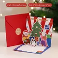 3D pop-up Christmas card featuring Santa and penguins with a red envelope - Christmas Tree House / 12x12cm (Including Envelope/Sticker)