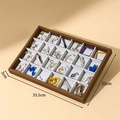 24-grid walnut wood jewelry display tray with grey lining for rings and earrings - 24-Grid Tray / Large