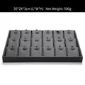 Black 18-grid jewelry display tray with metal clips, 35x24x3cm faux leather organizer - Black 18-Slot Pendant Tray