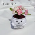 Handmade crochet potted plant with flowers and Thank You message card 13x7cm - Positive Potted-Pearl Forget-me-not Gradient Pink