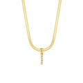 18K gold plated flat snake chain necklace with vertical five-pearl bar pendant - Style I
