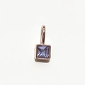 Rose gold pendant with square purple gemstone inlay on a clean white background - Rose Gold June