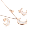 Elegante conjunto de joyas de oro rosa con estrella, luna y nácar blanco - Oro rosa