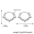 Minimalist irregular spiked stainless steel hoop earrings in silver finish for women - Steel Color Rivet Studded Style (F278)