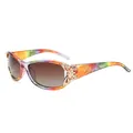Y2K polarized sunglasses for women with tie-dye frames and golden butterfly details - Rainbow Frame/Brown Lens
