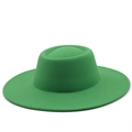 Detailed close-up showing the bright green wool felt texture of the wide-brimmed fedora hat - M (56-58cm) / Grass Green