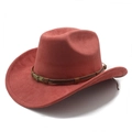 Dettaglio del cappello da cowboy in camoscio rosso mattone con fascia a teschio punk - M (56-59cm) / Rosso Mattone