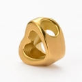 Golden heart-shaped large hole bead in polished stainless steel for DIY jewelry making - Hollow Heart Gold Color