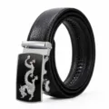 Cinturón de cuero para hombre con hebilla automática y elegante diseño de dragón plateado. - Estilo 4 Dragón Plateado