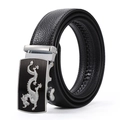 Cintura in vera pelle da uomo con fibbia automatica e design con drago argento elegante. - Stile 4 Drago Argento