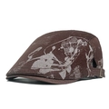 Stylish dark brown jacquard newsboy cap with vintage pattern and metal side buckle - Coffee Jacquard Style / Coffee