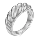 8mm silver croissant twist ring in polished and frosted stainless steel finish - US 6 / Steel