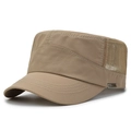 Khaki flache Bundeswehrkappe, schnelltrocknend mit Mesh-Einsatz und Sport-Metallplakette - Khaki