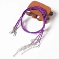 Purple waxed cord necklace with silver lobster clasp and extension chain for DIY jewelry - Dark Purple