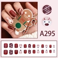 Christmas press-on nails featuring reindeer patterns and glitter stripes in burgundy and white - Glue Type / A295-Christmas Reindeer