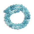 Detailed view of blue ice-cracked gradient glass beads for DIY jewelry making - Light Ink Blue Floral Round Bead