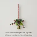 Christmas bell ornament with pine cones, needles and red-green plaid bow, 20x9cm size - Vintage Single Bell F