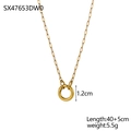 Collier chaîne en acier inoxydable doré avec pendentif rond de 1,2 cm sur fond blanc - Collier Pendentif Rond Doré