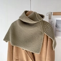 Oatmeal knit turtleneck poncho scarf for layering on a coat for autumn fashion - Mocha