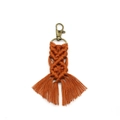 Handmade orange macrame keychain with bronze clasp and tassel detail for car keys - 2.5*13cm / Khaki