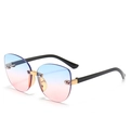 Kids irregular gradient blue pink rimless sunglasses with black and gold metal temples - Blue Pink Gradient