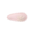 Pink fabric drop hair clip with hand-embroidered white flower for girls and kids - Pink Hand-Embroidered (29)