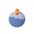 Blue and white bath bomb with an orange squirrel finger toy on top for kids - 100g Squirrel Toy (Blueberry)