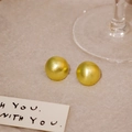 Minimalist matte gold hemispherical stud earrings with French luxury design aesthetic - Gold Frosted Hemisphere