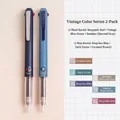 Retro multi-function 3-in-1 multi-color ballpoint pens set in navy and ocean blue - 2 Pieces/Vintage Series