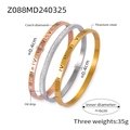 Detailed specs of titanium steel bangles set with Roman numerals and CZ stones - Gold Steel Rose Gold (3PCS Set)